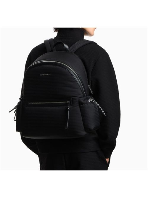 NYLON BACKPACK WITH MONOGRAM LETTERING EMPORIO ARMANI | EM005394.AF14637UC001 BLACK BEAUTY